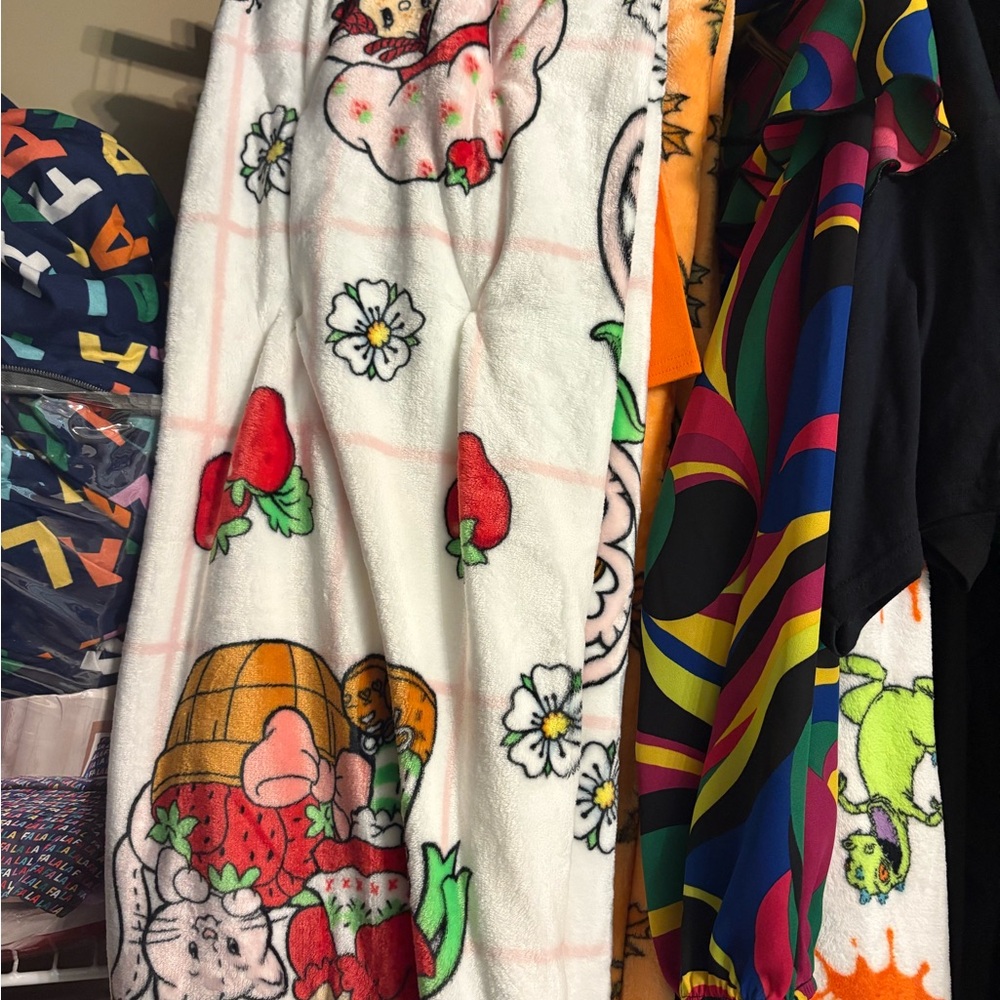 Strawberry and Floral Patterned Blanket